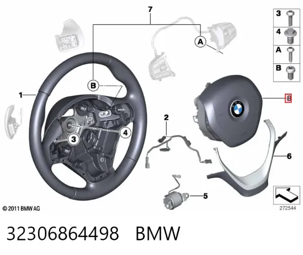 Подушка безпеки, водійська, AIRBAG 32306864498 BMW