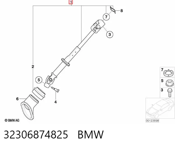 Вал рульової колонки, нижній 32306874825 BMW