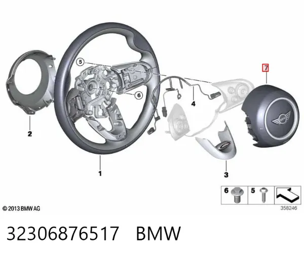 Подушка безпеки, водійська, AIRBAG 32306876517 BMW