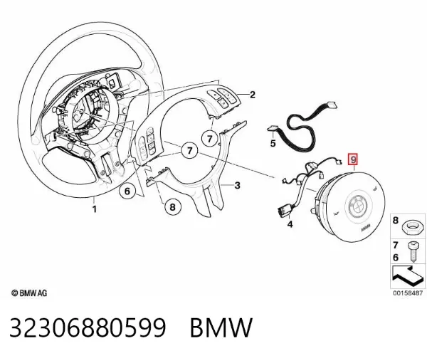 Подушка безпеки, водійська, AIRBAG 32306880599 BMW