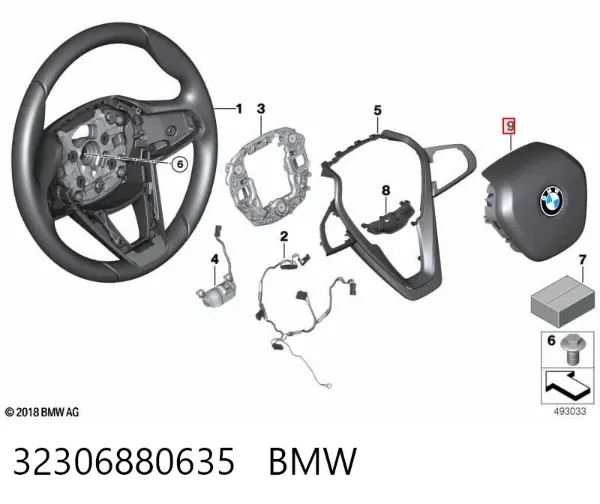 Подушка безпеки, водійська, AIRBAG 32306880635 BMW