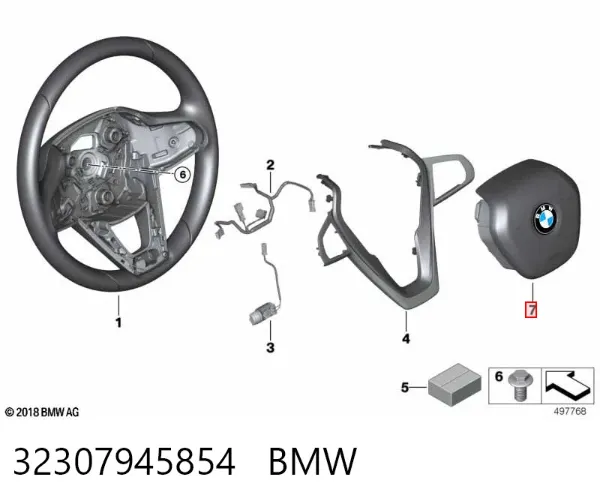 Подушка безпеки, водійська, AIRBAG 32307945854 BMW
