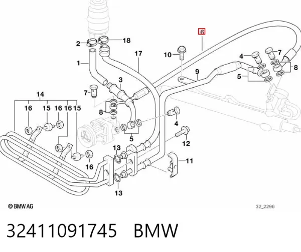 Шланг гідропідсилювача 32411091745 BMW