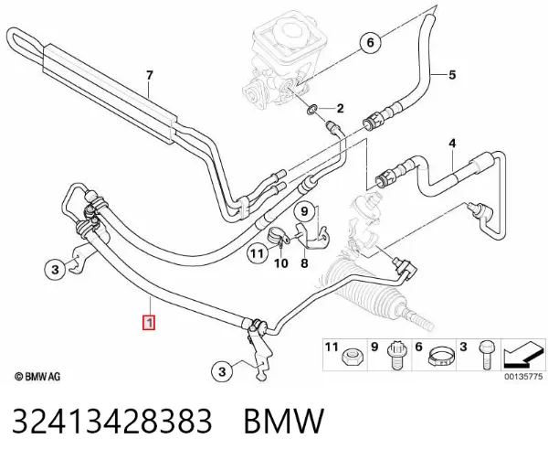 Шланг гідропідсилювача 32413428383 BMW