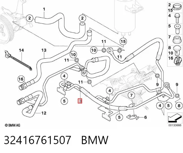 Шланг гідропідсилювача 32416761507 BMW