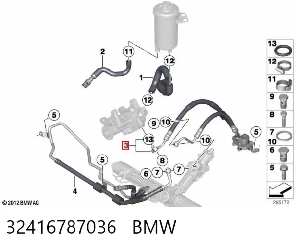 Шланг гідропідсилювача 32416787036 BMW