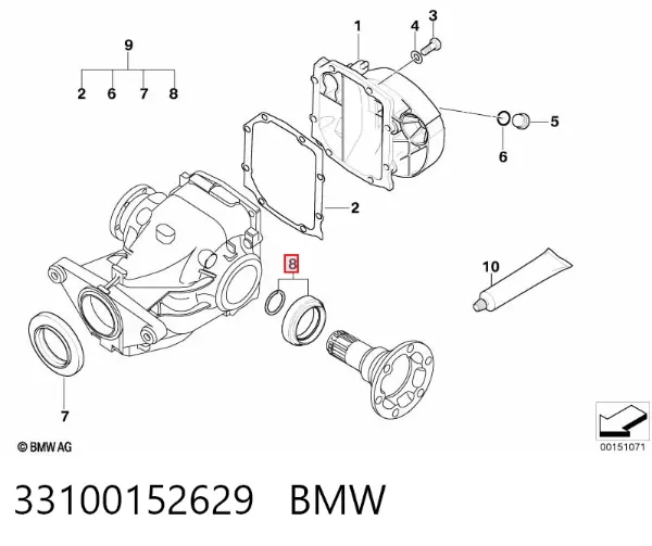 Сальник піввісі заднього моста 33100152629 BMW