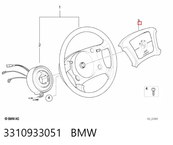 Подушка безпеки, водійська, AIRBAG 3310933051 BMW