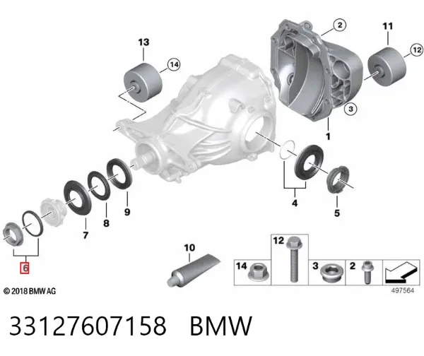 Гайка хвостовика заднього моста 33127607158 BMW