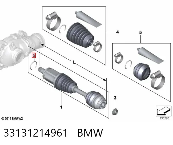 Кільце стопорне підшипника передньої маточини 33131214961 BMW