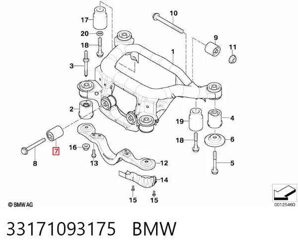 Сайлентблок задньої балки 33171093175 BMW