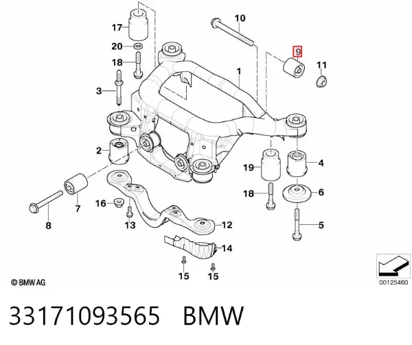 Сайлентблок задньої балки 33171093565 BMW