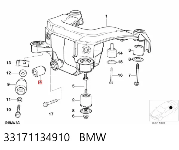 Сайлентблок задньої балки 33171134910 BMW