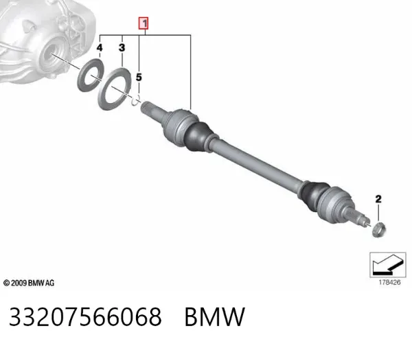 Піввісь задня, права 33207566068 BMW