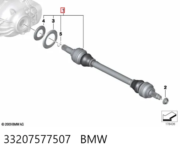 Піввісь задня, ліва 33207577507 BMW