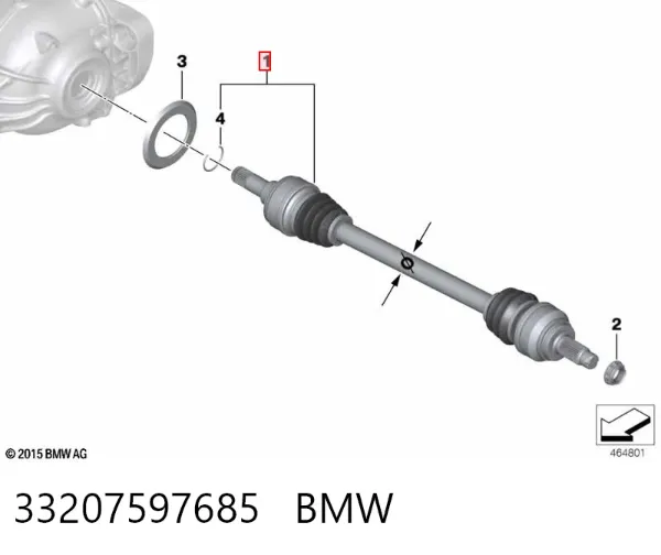 Піввісь задня, ліва 33207597685 BMW