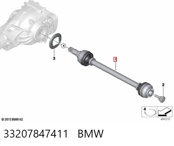 Піввісь задня, ліва 33207847411 BMW