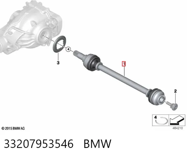 Піввісь задня, права 33207953546 BMW