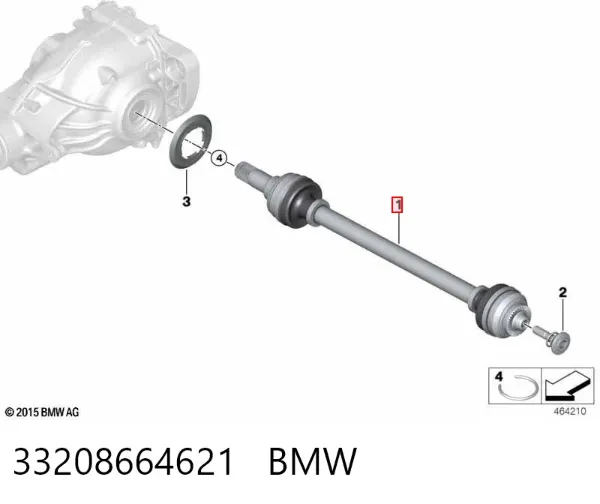Піввісь задня, ліва 33208664621 BMW
