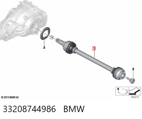 Піввісь задня, права 33208744986 BMW