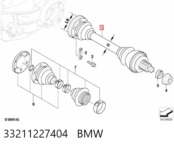 Піввісь задня 33211227404 BMW
