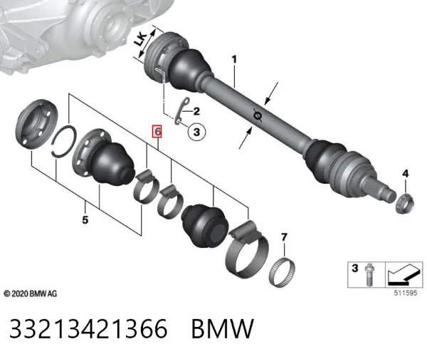 Пильник ШРКШа зовнішній, задньої піввісі 33213421366 BMW