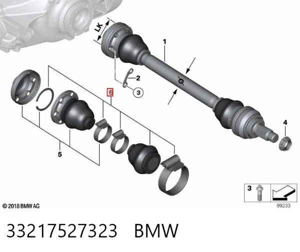 Пильник ШРКШа зовнішній, задньої піввісі 33217527323 BMW