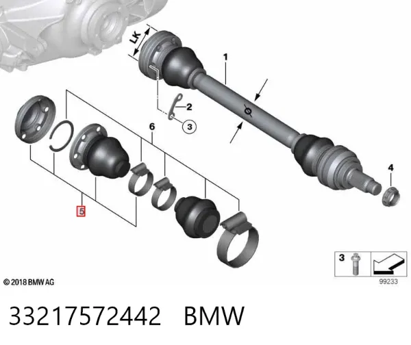 Пильник ШРКШа зовнішній, лівий 33217572442 BMW