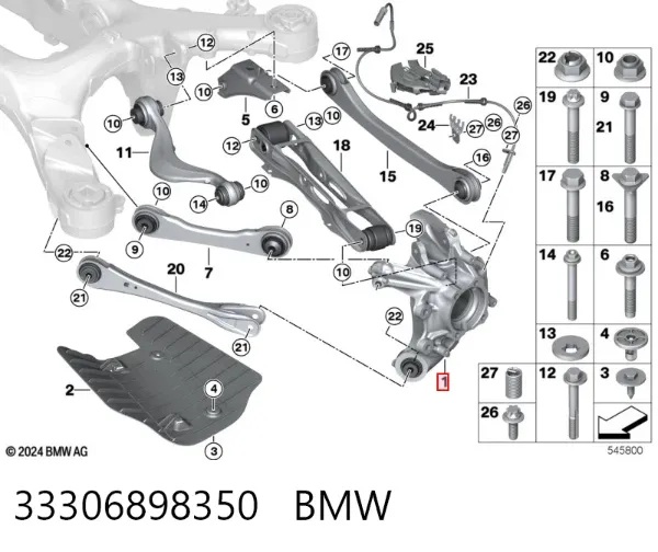 Цапфа - поворотний кулак задній, правий 33306898350 BMW