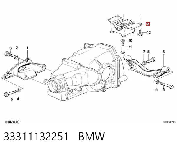 Сайлентблок (подушка) редуктора заднього моста, задній 33311132251 BMW