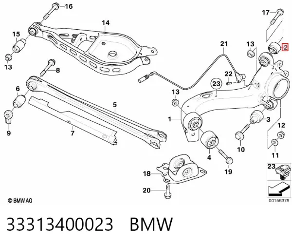 Сайлентблок цапфи задньої 33313400023 BMW