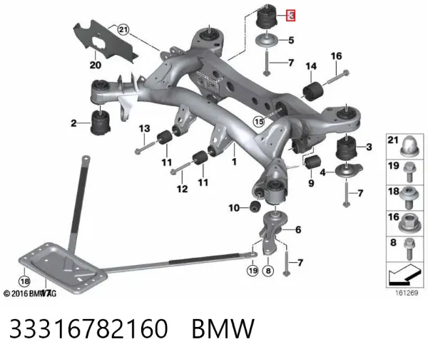 Сайлентблок задньої балки 33316782160 BMW
