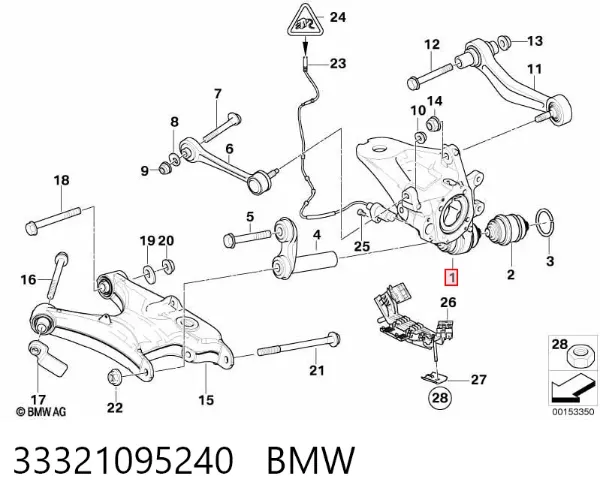 Цапфа - поворотний кулак задній, правий 33321095240 BMW
