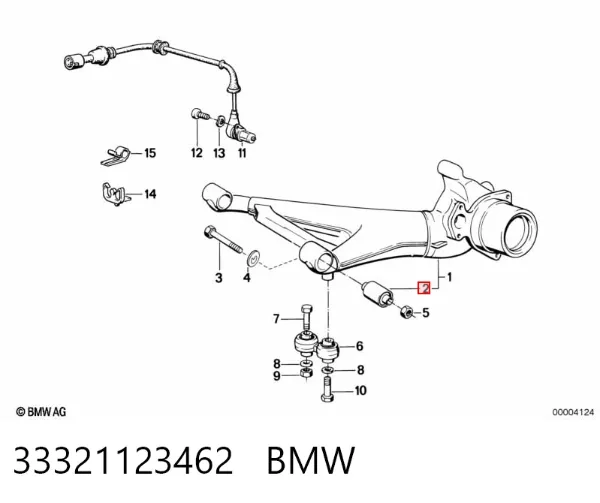 Сайлентблок заднього нижнього важеля 33321123462 BMW