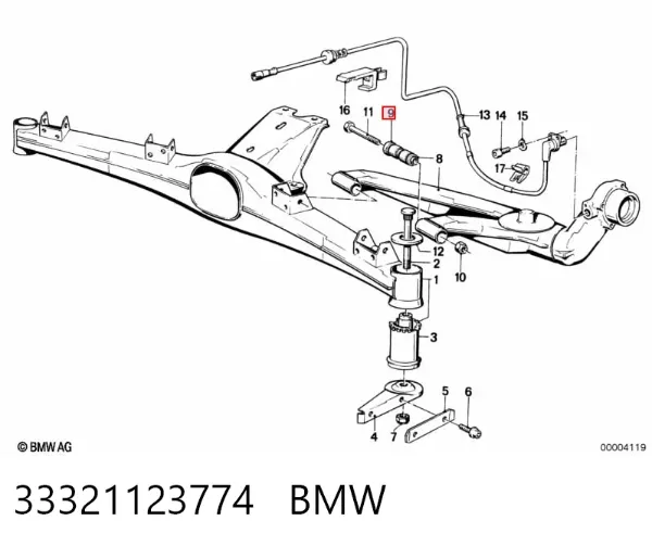 Сайлентблок заднього нижнього важеля 33321123774 BMW