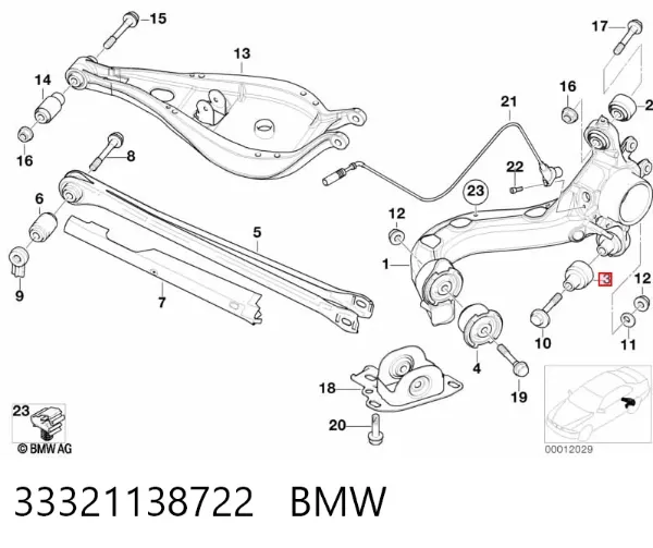 Сайлентблок цапфи задньої 33321138722 BMW