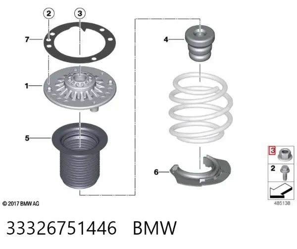 Гайка болта кріплення переднього важеля, нижнього 33326751446 BMW