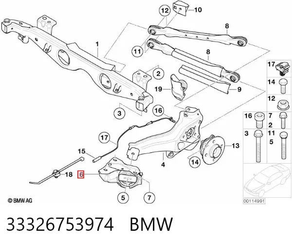 Сайлентблок заднього поздовжнього важеля 33326753974 BMW
