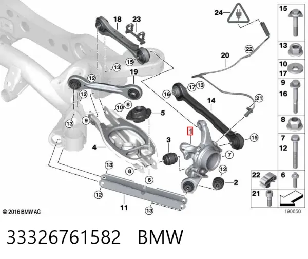 Цапфа - поворотний кулак задній, правий 33326761582 BMW