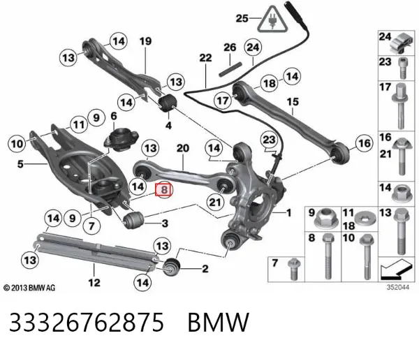 Болт переднього важеля, нижнього 33326762875 BMW