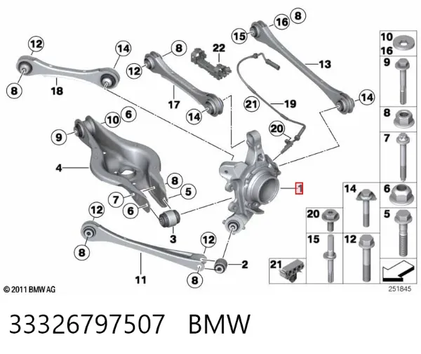 Цапфа - поворотний кулак задній, лівий 33326797507 BMW