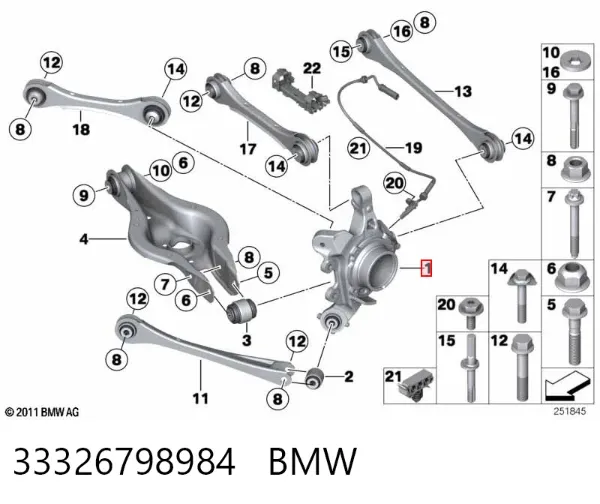Цапфа - поворотний кулак задній, правий 33326798984 BMW