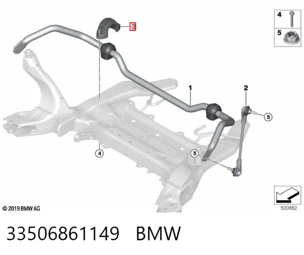 Кронштейн кріплення переднього стабілізатора 33506861149 BMW