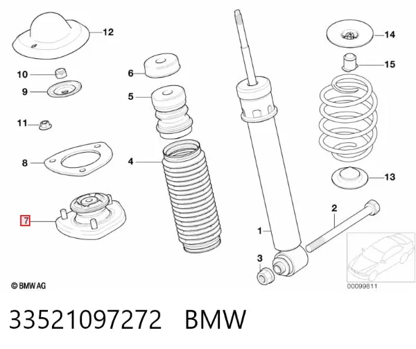 Опора амортизатора заднього 33521097272 BMW