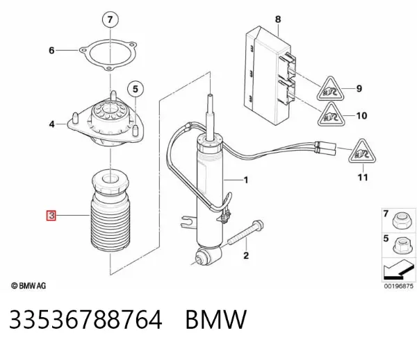Відбійник заднього амортизатора 33536788764 BMW