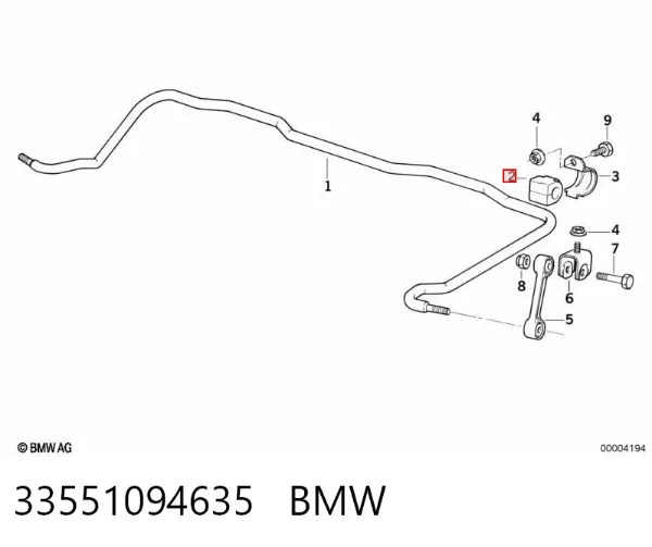 Втулка стабілізатора заднього 33551094635 BMW