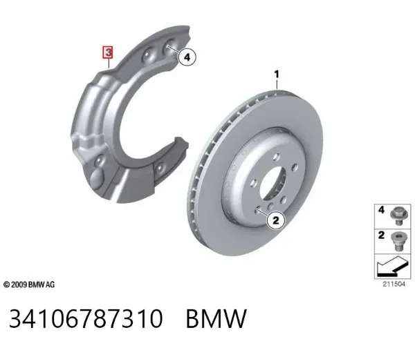 Захист гальмівного диска, переднього, правого 34106787310 BMW