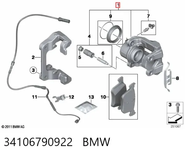 Супорт гальмівний передній правий 34106790922 BMW