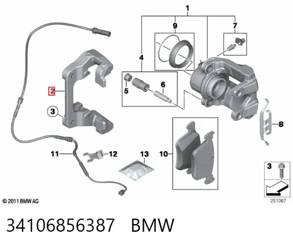 Скоба супорту переднього 34106856387 BMW