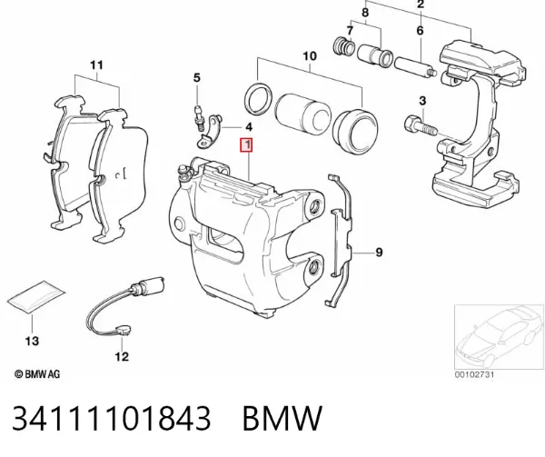 Супорт гальмівний передній правий 34111101843 BMW